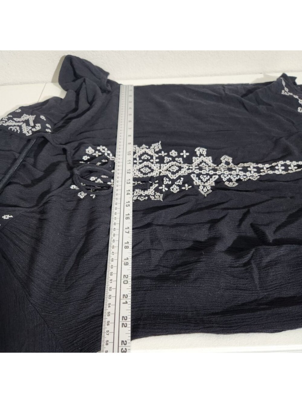Dressbarn Dress Embroidered Boho Womens Tunic Top 2X Black - Picture 9 of 14